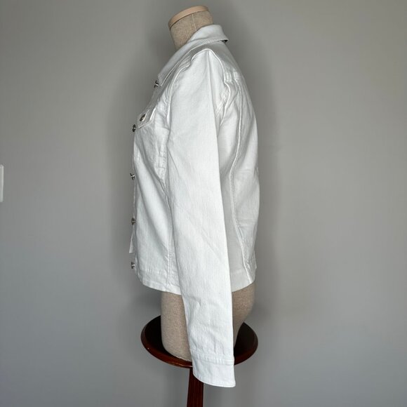 J. McLaughlin Women's Medina White Denim Jacket Gold Buttons Size XS - Picture 5 of 8